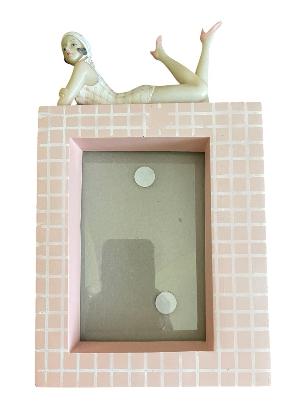 Vintage Art Deco Bathing Beauty Pink Tiled Frame Retro Decor